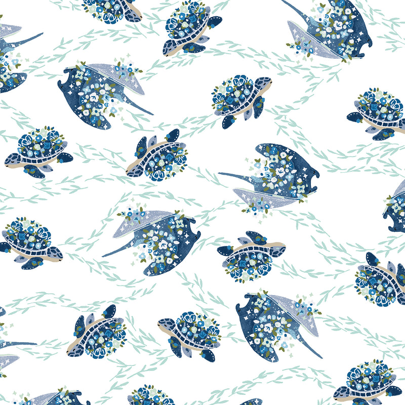 Cosmic Sea CC402-OB1 Make Waves Ocean Blue by Jessica Zhao for Cotton + Steel of RJR Fabrics