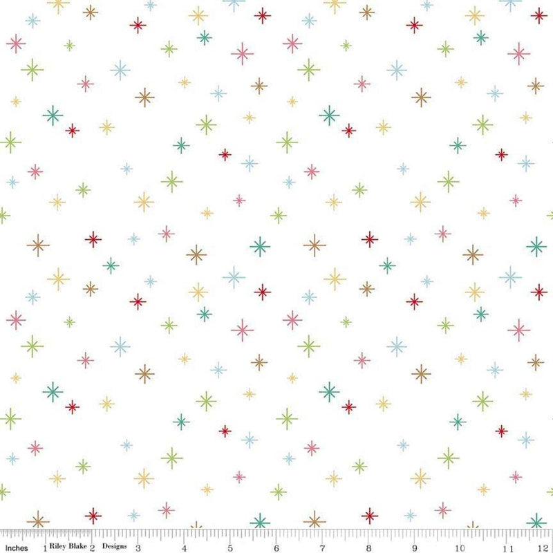 Cozy Christmas C5365-White Sparkle by Lori Holt for Riley Blake Designs