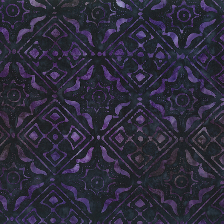 Destination Caribbean Batik 80691-86 Diamonds Eggplant designed by Karen Gibbs for Banyan Batiks Northcott