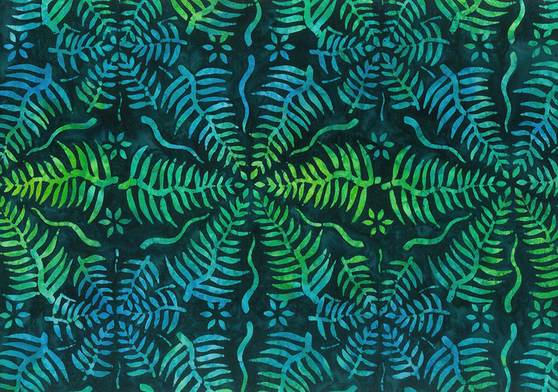 Destination Ireland Batik 80696-48 Leaves Midnight designed by Karen Gibbs for Banyan Batiks by Northcott