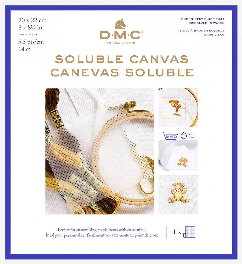 DMC Water Soluble Waste Canvas 14ct - 8 by 8.5 Inch Piece 
