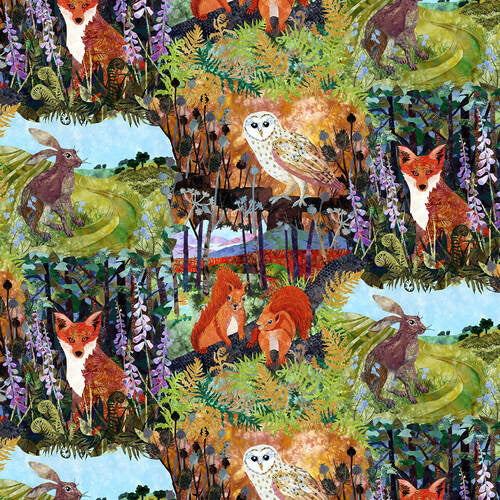 Down in the Woods 1508-66 Forest Green Wildlife Scenery Kate Findlay for Blank Quilting Corporation