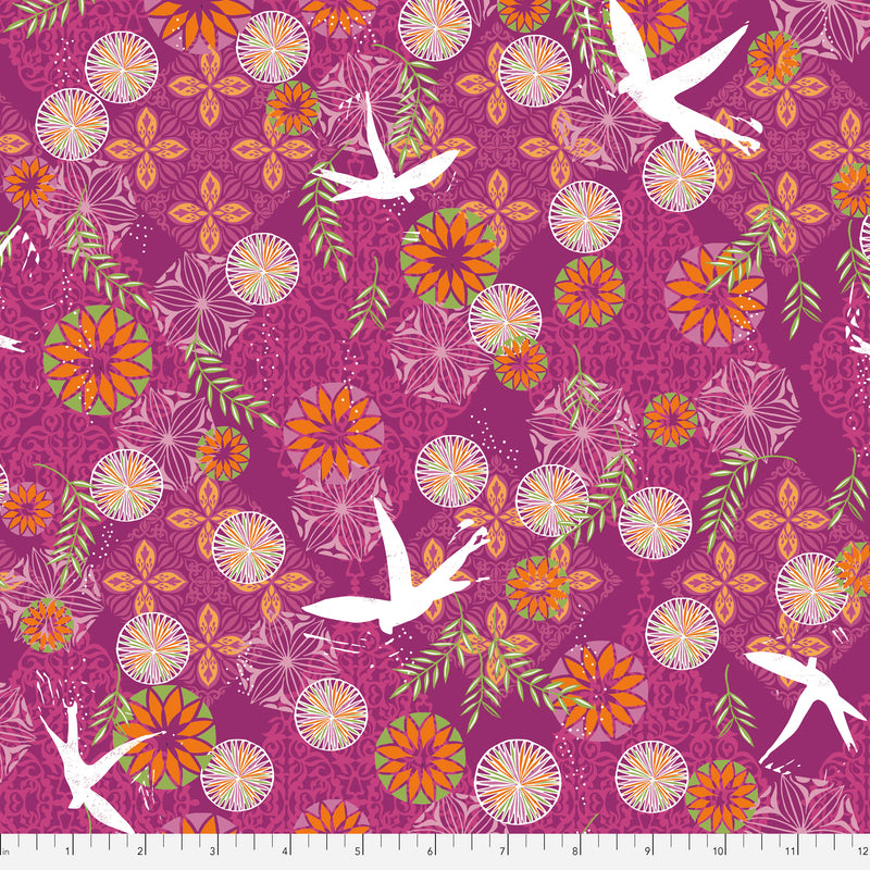 Enchanted PWVW019.POMEGRANATE Bird Medallions by Valori Wells for Free Spirit