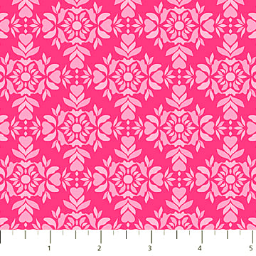 Flirty 10136-23 Hearts Damask Pink Patrick Lose Fabrics