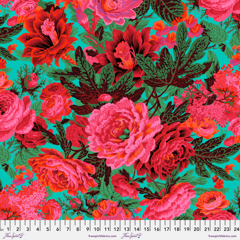 Floral Burst PWPJ029.MAROON by Philip Jacobs for Free Spirit