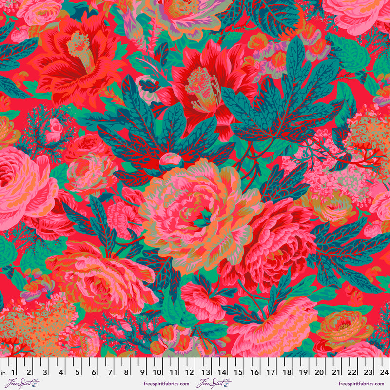 Floral Burst PWPJ029.RED by Philip Jacobs for Free Spirit