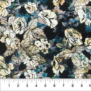 Flower Petals Batik 80760-48 Large Floral Midnight by Banyan Batiks Studio for Northcott