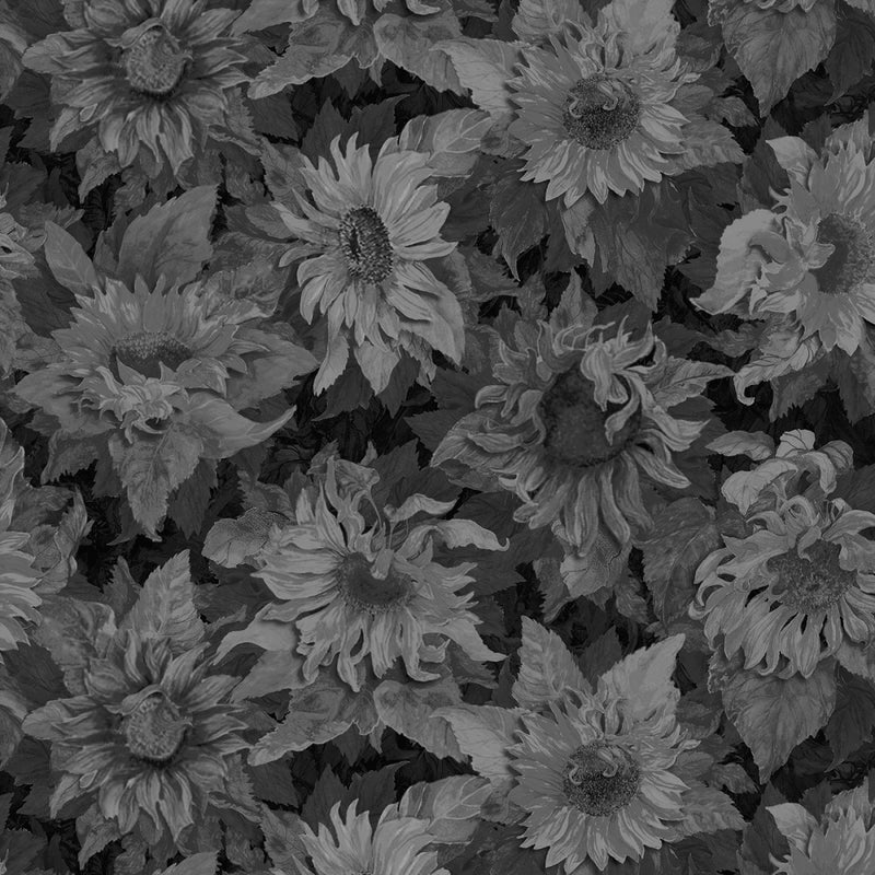 Flowers of the Sun 1419 79280 999 Tonal Sunflowers Black Joanne Porter Wilmington Prints