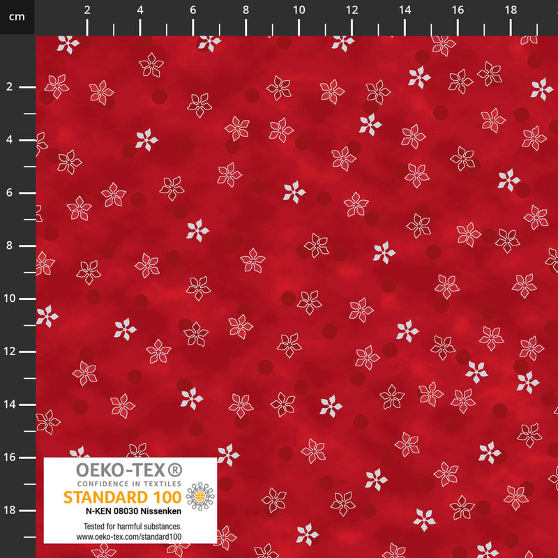 Frosty Snowflake 4590-418 Red/Silver Poinsettia by Stof Fabrics