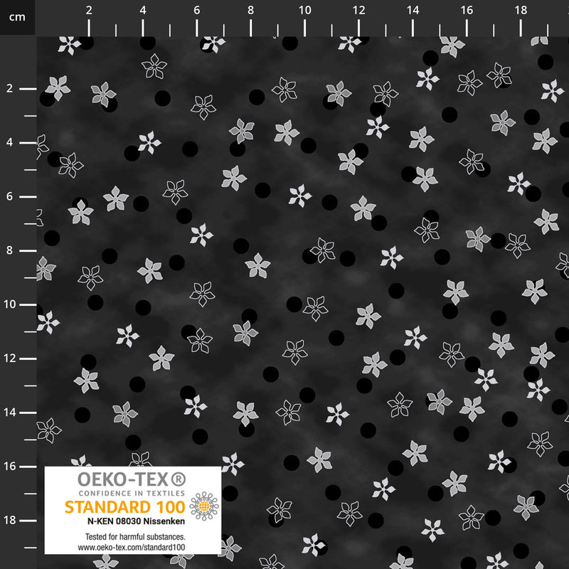 Frosty Snowflake 4590-912 Black/Silver Poinsettia by Stof Fabrics