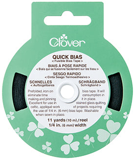 Clover Fusible Quick Bias Tape Black - 1/4 Inch