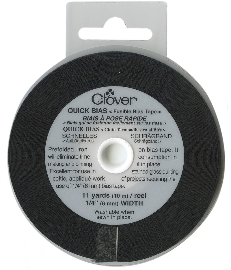 Clover Fusible Quick Bias Tape Black - 1/4 Inch