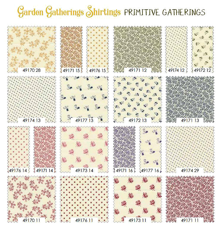 Garden Gatherings Shirtings Fat Quarter Bundle 49171AB by Primitive Gatherings for Moda