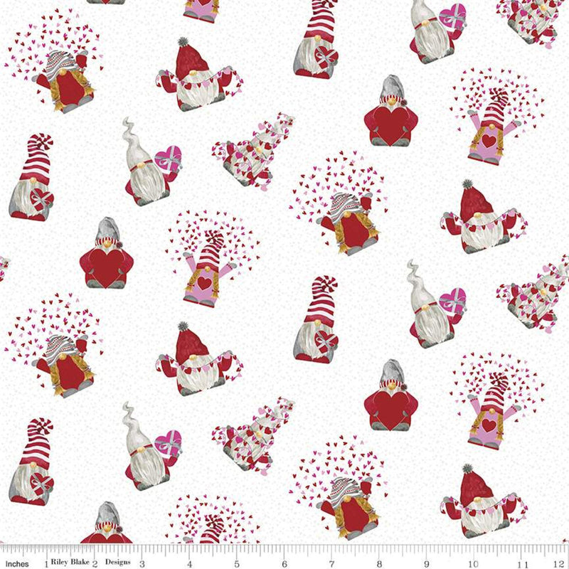 Gnomes in Love C11311-WHITE Toss by Tara Reed for Riley Blake Designs