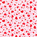 Gnomie Love 9783-22 Pink Tossed Hearts and Words by Shelly Comiskey for Henry Glass