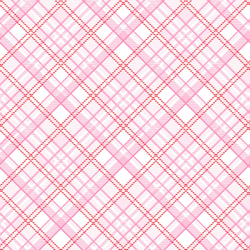 Gnomie Love 9786-22 Pink Bias Plaid by Shelly Comiskey for Henry Glass
