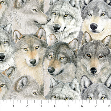 Gray Wolf 24350-94 Wolves Gray Multi by Kathy Goff for Northcott