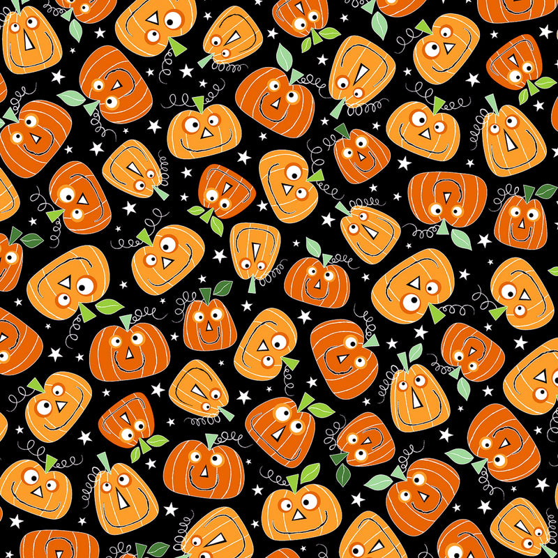 Halloween Party 12551-12 Pumpkin Party Black Greta Lynn for Kanvas Benartex