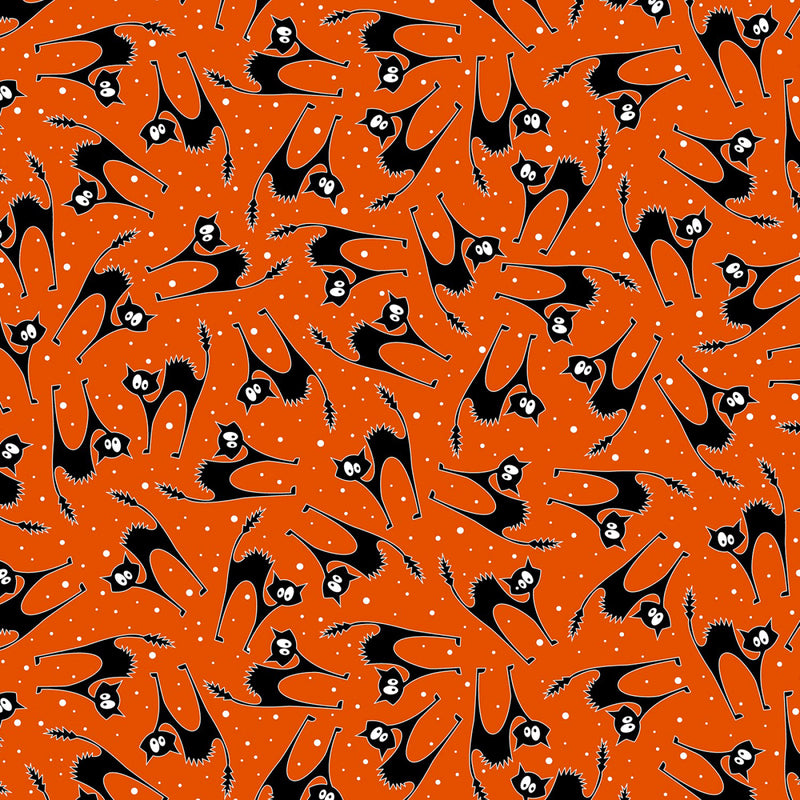 Halloween Party 12554-28 Scaredy Cat Orange Greta Lynn for Kanvas Benartex