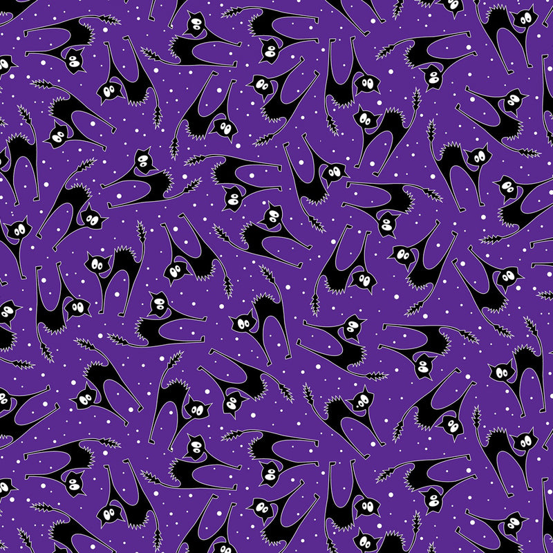 Halloween Party 12554-66 Scaredy Cat Purple Greta Lynn for Kanvas Benartex