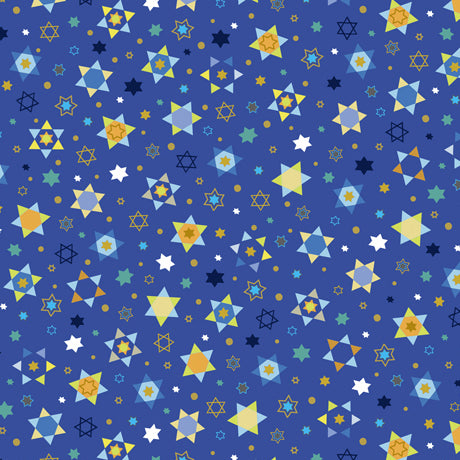 Hanukkah Greetings 28359-B Blue Stars Turnowsky Quilting Treasures