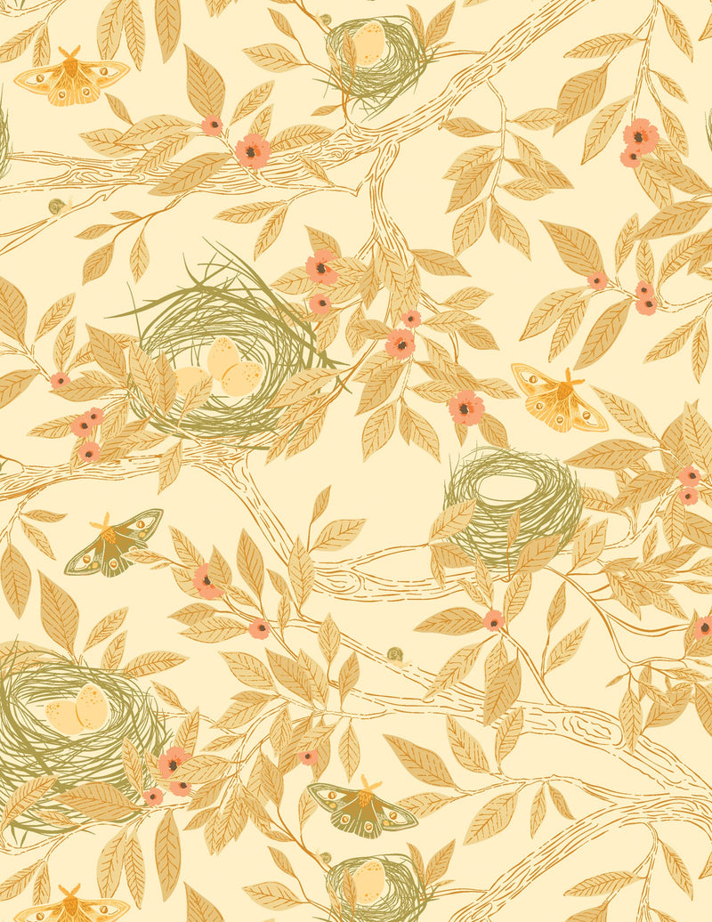 Hazelwood Flannel F62315a Nesting Garden Ivory by Art Gallery Fabrics