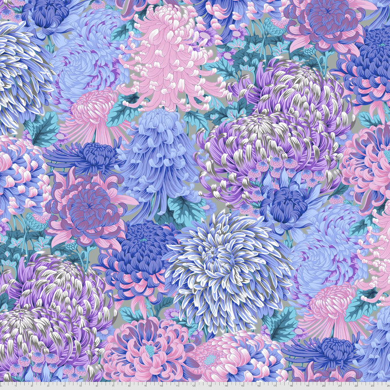 Hokusai's Mums PWPJ107.GREY Philip Jacobs Kaffe Fassett Collective Free Spirit