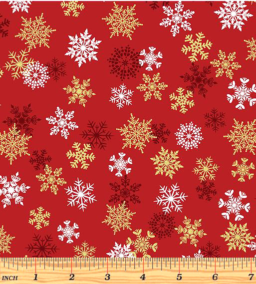 Holiday Sparkle 12523M-10 Sparkling Snowflakes Red by Greta Lynn for Kanvas with Benartex