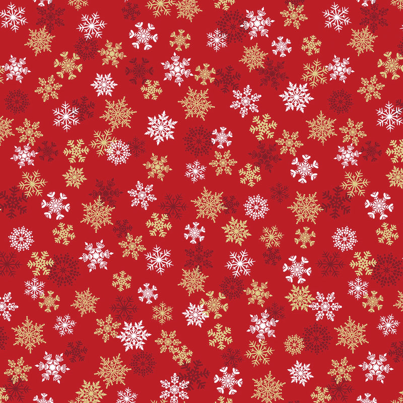 Holiday Sparkle 12523M-10 Sparkling Snowflakes Red by Greta Lynn for Kanvas with Benartex