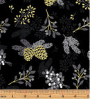 Holiday Sparkle 12526M-12 Pinecones & Berries Black by Greta Lynn for Kanvas with Benartex