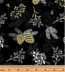 Holiday Sparkle 12526M-12 Pinecones & Berries Black by Greta Lynn for Kanvas with Benartex