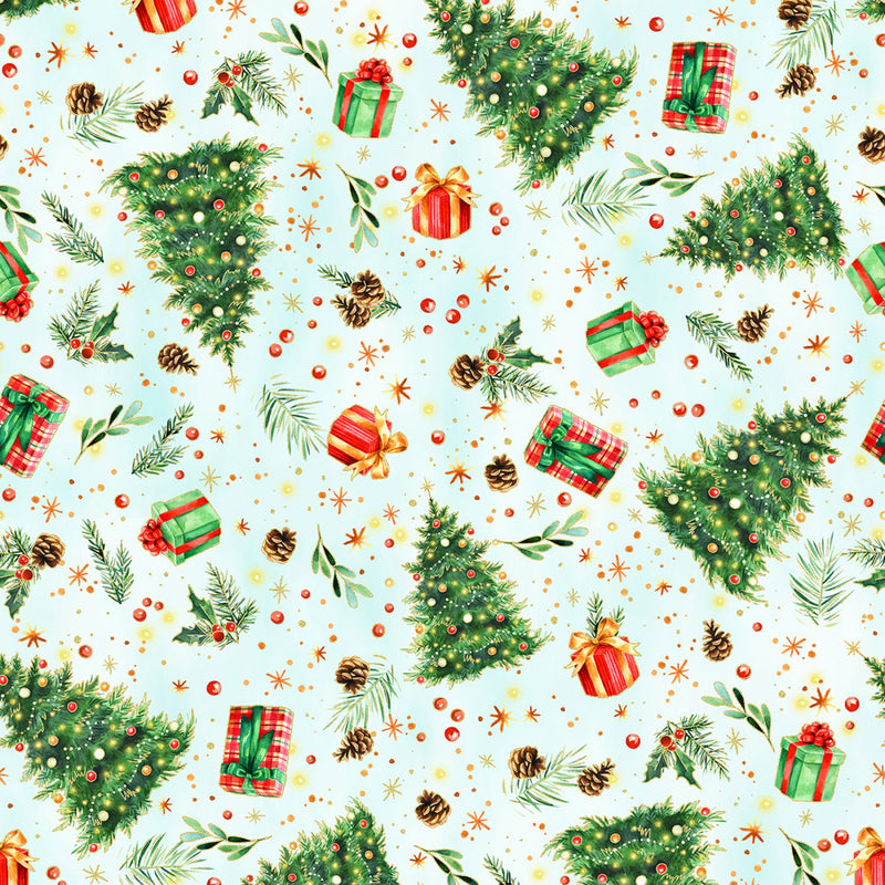 Holiday Sweets U4994-190G Ice-Blue-Gold by Hoffman Fabrics