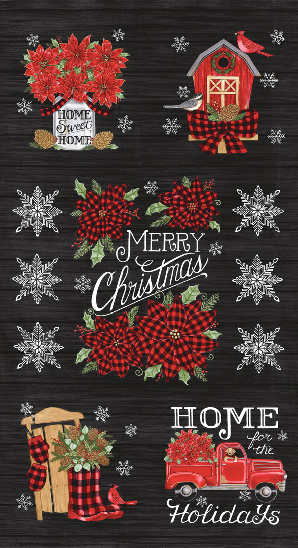 Home Sweet Holidays Panel 56000-13 Black by Deb Strain for Moda
