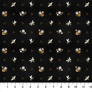 Honey Bloom 90467-99 Black Bees Laura C. Moyer for Figo Fabrics