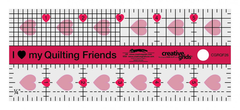 I Love My Quilt Friends 2.5 x 6.5 Inch Ruler
