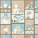 I Love Sn'Gnomies Flannel F9635-13 Aqua/Beige Gnome Patchwork Shelly Comiskey Henry Glass Fabrics