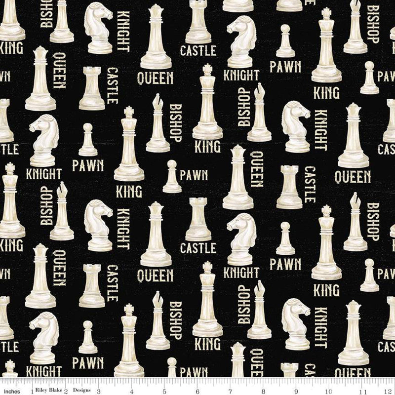 I'd Rather Be Playing Chess C11260-BLACK Pieces by Tara Reed for Riley Blake Designs