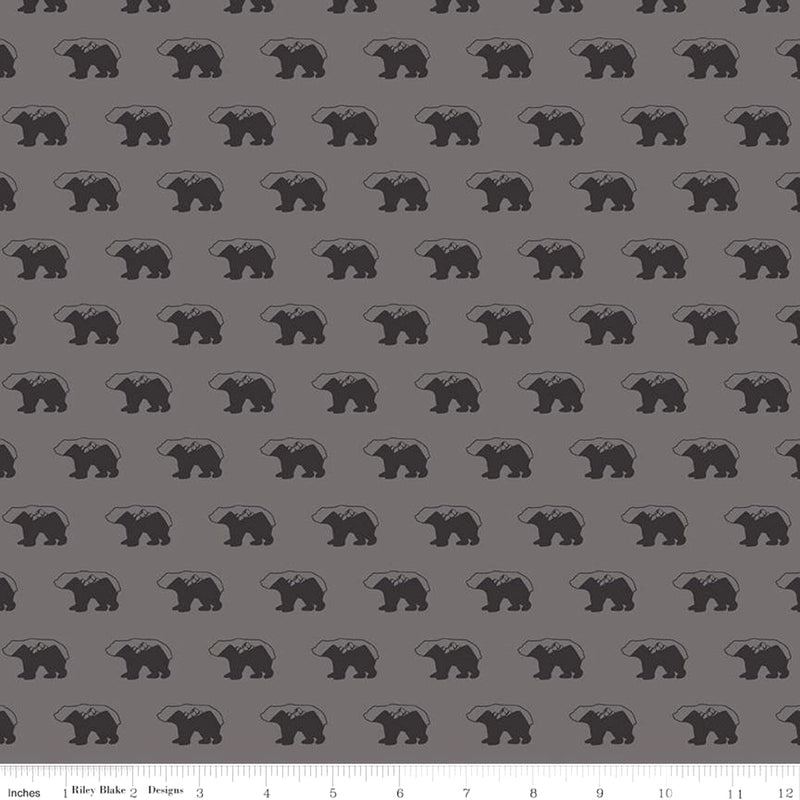 Into the Woods C11391-GRAY Bears by Lori Whitlock for Riley Blake Designs