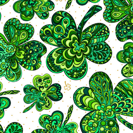 Irish Wishes 28647-Z Fancy Shamrocks Quilting Treasures