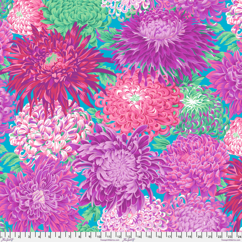 Japanese Chrysanthemum 108" Cotton Sateen QBPJ003.MAGENTA by Philip Jacobs for Free Spirit