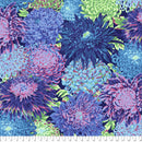 Japanese Chrysanthemum PWPJ041.BLUEX by Philip Jacobs for Free Spirit