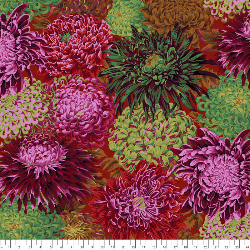 Japanese Chrysanthemum PWPJ041.SCARL Scarlet by Philip Jacobs for Free Spirit