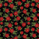 Joy of the Season 13095-12 Joyful Poinsettia Black by Mollie B for Benartex