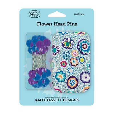 Kaffe Fassett Flower Head Pins in Collectible Tin