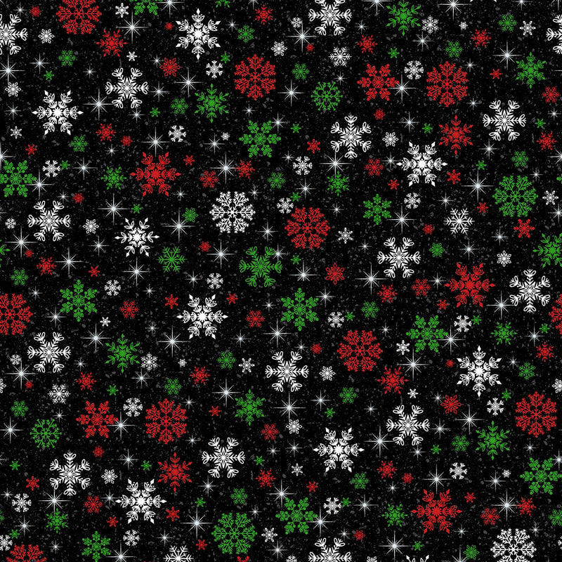 Keeping Cozy 9917-12 Snowflake Wishes Black by Greta Lynn for Kanvas with Benartex
