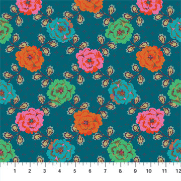 Kindred Sketches 90527-64 Connection Teal by Kathy Doughty for FIGO