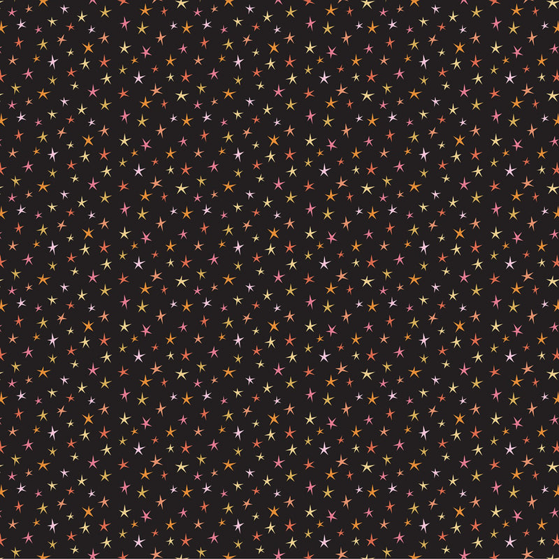 Kitty Loves Candy KC23918 Sparkly Stars Black by Poppie Cotton