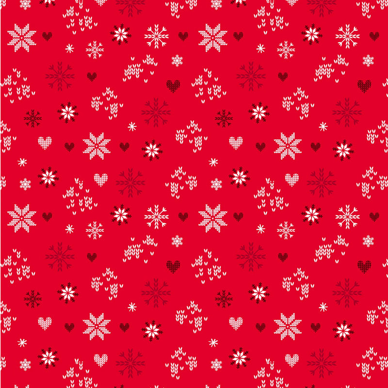 Knit & Caboodle 12753-10 Snowflake Love Red by Greta Lynn for Kanvas with Benartex