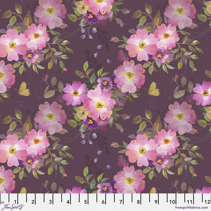 Laurelwood PWBW008.XPLUM Sweet Briar by Brenda Walton for Free Spirit