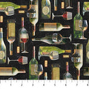 Life Happens Wine Helps DP24561-99 Wine Bottles Black Multi by Ellen & Clark Studio for Northcott